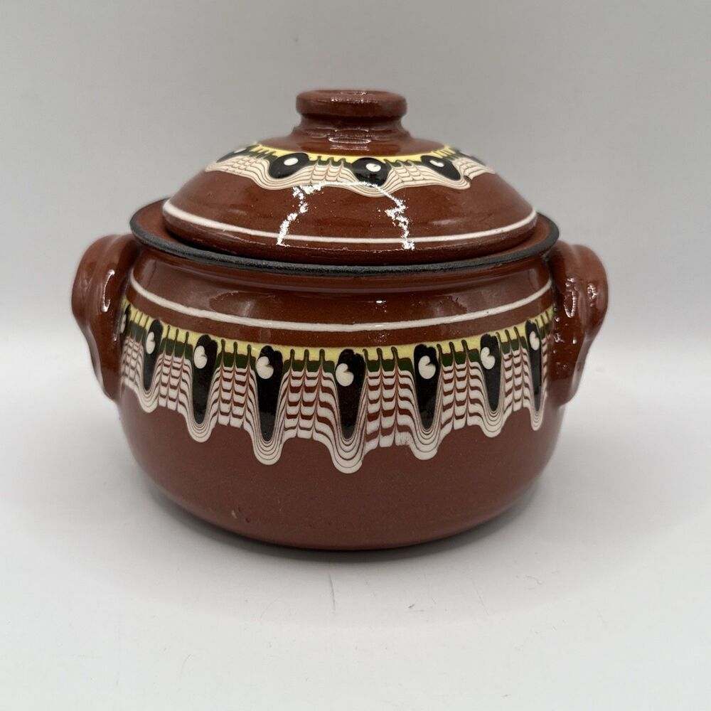 Bulgarian Ceramic Clay Pot With Lid